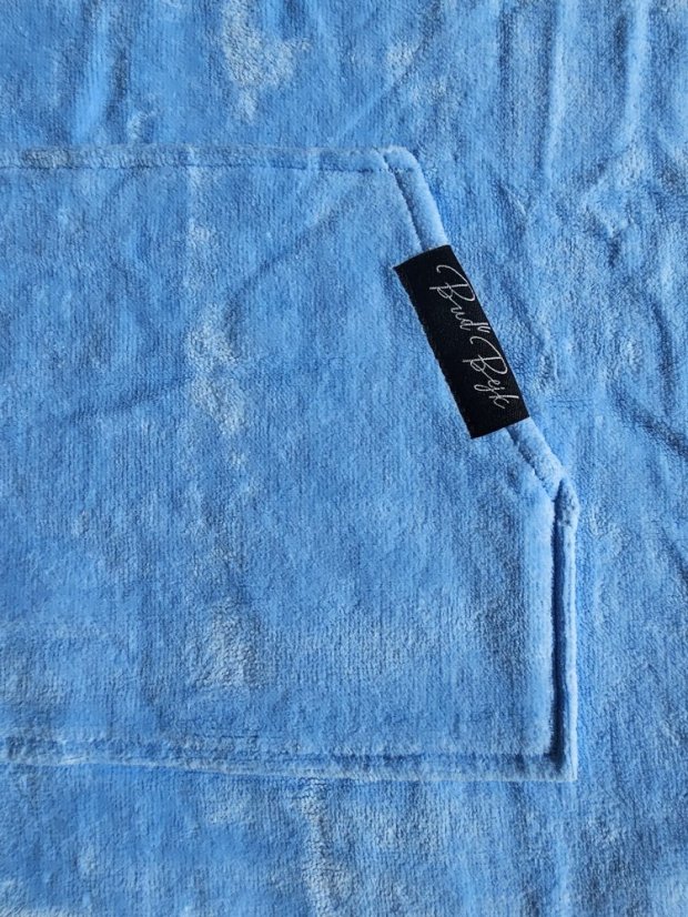 Surf Poncho BejkRoll WAVE MASTER - sky blue - Buď Bejk patch on the pocket