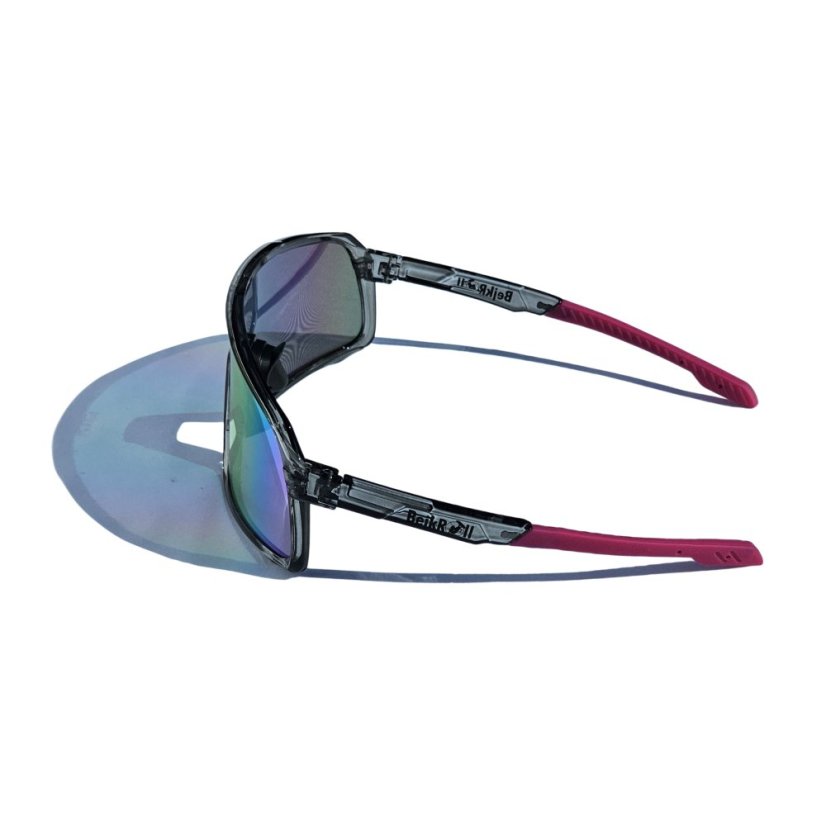 Sunglasses BejkRoll Champion REVO + EVA Box - transparent grey - lila-pink mirror - side