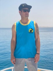 Sports functional Tank Top BejkRoll turquise yellow - personalised - front