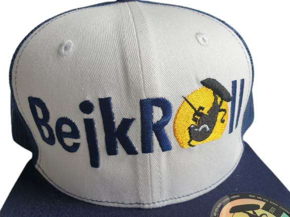 Snap Trucker Blanco/Azul marino - Logotipo recto