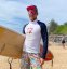 Brýle BejkRoll Champion REVO + EVA Box - černé/červené - fialové/zelené zrcadlo - surf - s čepicí SNAP TRUCKER
