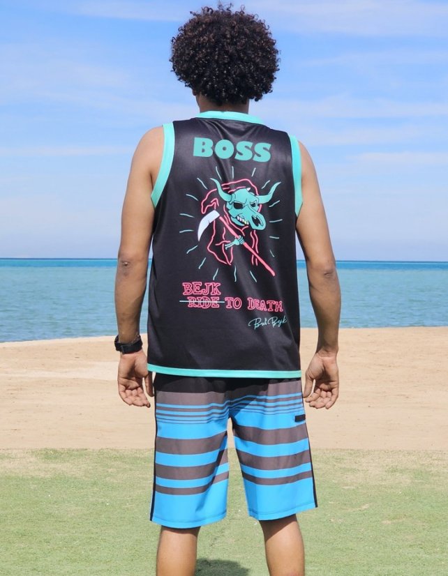 Camiseta deportiva BejkRoll negra verde/logotipo GUADAÑA - con tu propio texto - Color: negro/verde, Talla: S