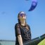 Sunglasses BejkRoll Champion REVO + EVA Box - rimless transparent light purple - purple mirror - girl is holding the kite Sunglasses BejkRoll Champion REVO + EVA Box - rimless transparent light purple - purple mirror - girl is holding the kite