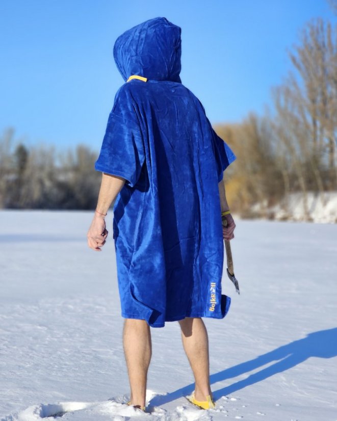 Surf Pončo BejkRoll WAVE MASTER - královská modrá - kluk na ledu se sekyrkou - otužování - zadek