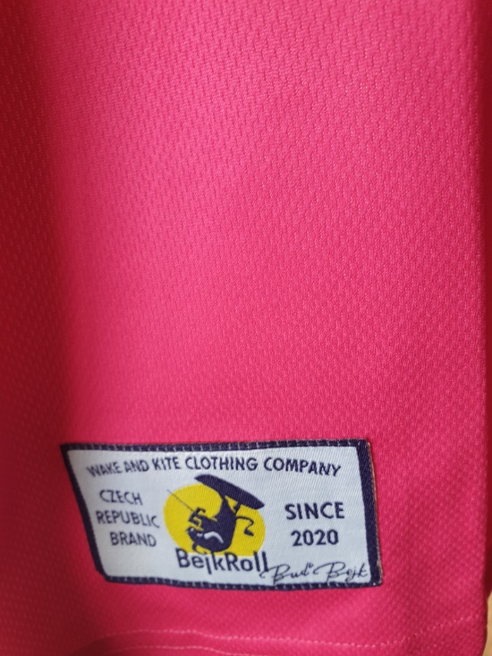 Jersey de cometa BejkRoll rosa/amarillo (con agujero para gancho trapecio) - con texto propio