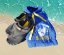 Surf Poncho BejkRoll royal blue on beach and water shoes - black