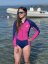 Ladies wetsuit BejkRoll Pink Lagoon in front of boat - size S