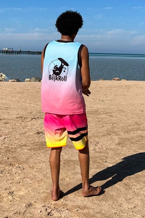 Camiseta deportiva BejkRoll rosa/azul