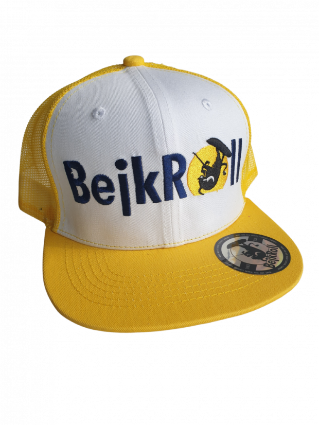 Snap Trucker Yellow-White kšiltovka BejkRoll - Rovné logo - předek