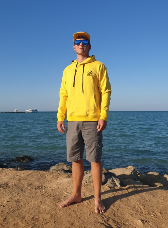 BEJK VELVET - Samt-Sweatshirt mit Kapuze - Gelb - Velikost: L