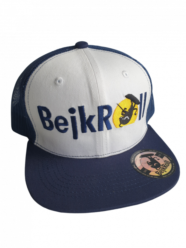 Snap Trucker Blanco/Azul marino - Logotipo recto