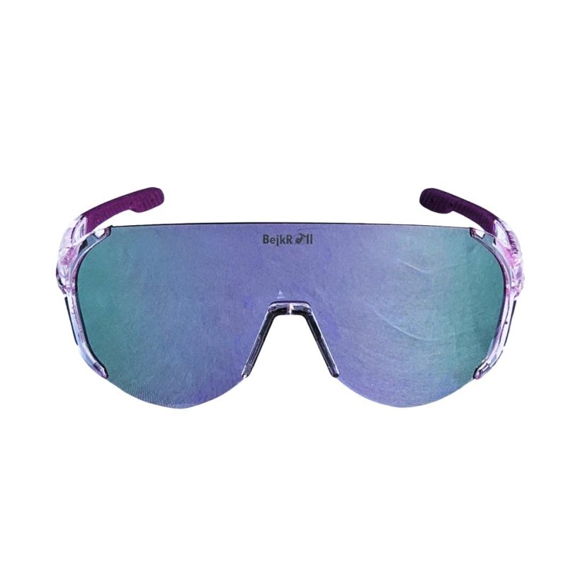 Sunglasses BejkRoll Champion REVO + EVA Box - rimless transparent light purple - purple mirror - front