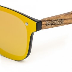 Sluneční brýle BejkRoll TALENT - Oranžové zrcadlo - tmavé nožičky - logo detail na bambusové nožičce