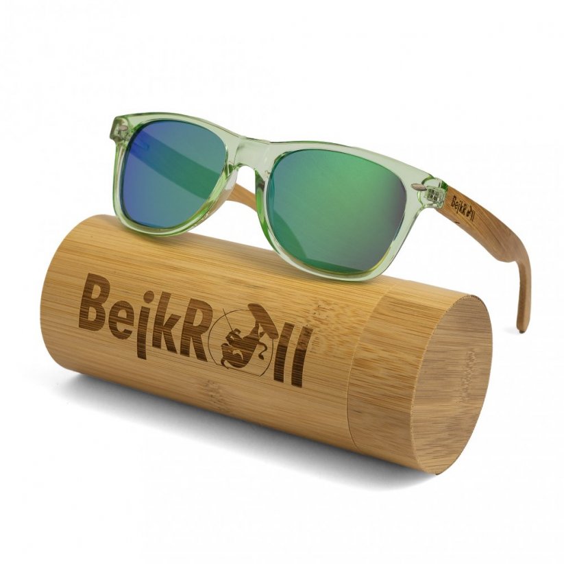 Sluneční brýle BejkRoll YOUNG GUNS - zelené - bambusová tuba