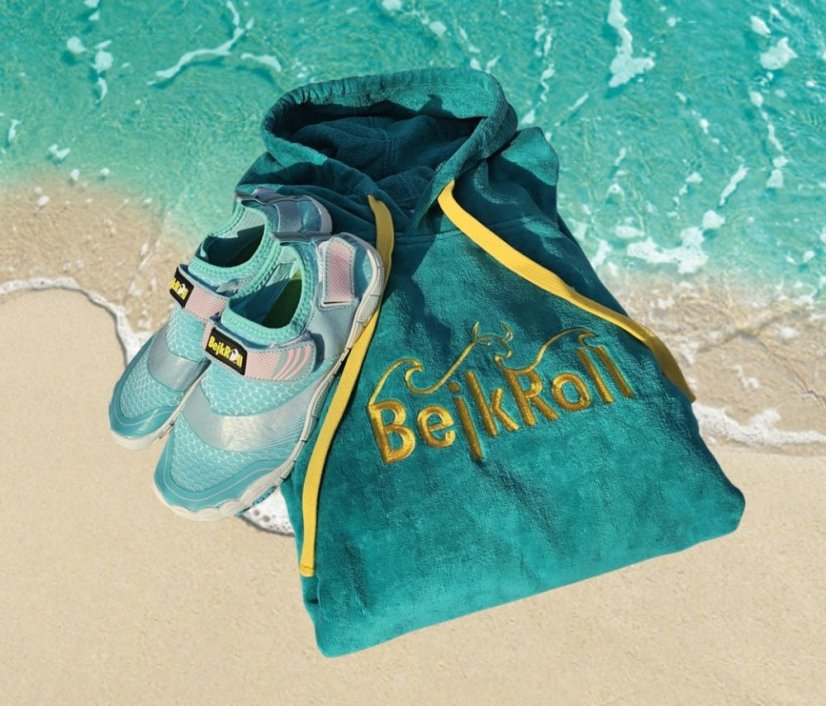 Surf Pončo BejkRoll tyrkysové a boty do vody - tyrkysové