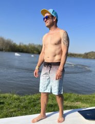 Shorts - schwarz/hellblau - farbige Wolle