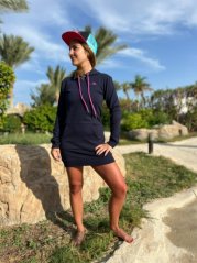 BEJK VELVET - Velvet sweatshirt with hood BejkRoll - extended - navy blue - size S