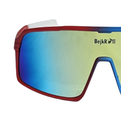 Sunglasses BejkRoll Champion REVO + EVA Box - Czech flag colors - golden-blue mirror - front 1/2
