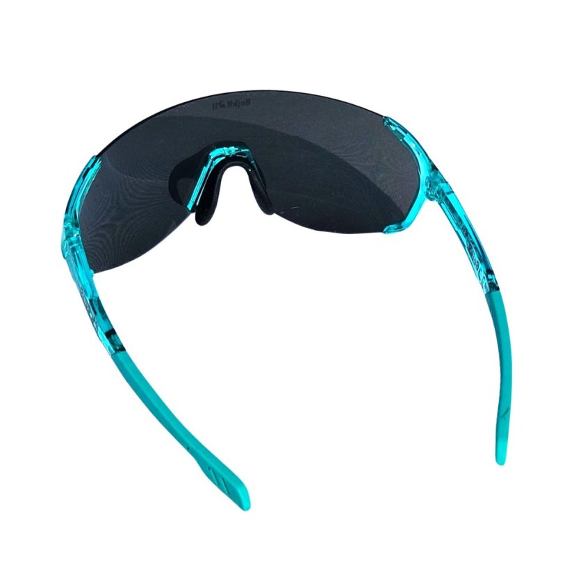 Sunglasses BejkRoll Champion REVO + EVA Box - rimless transparent light green - silver mirror - back