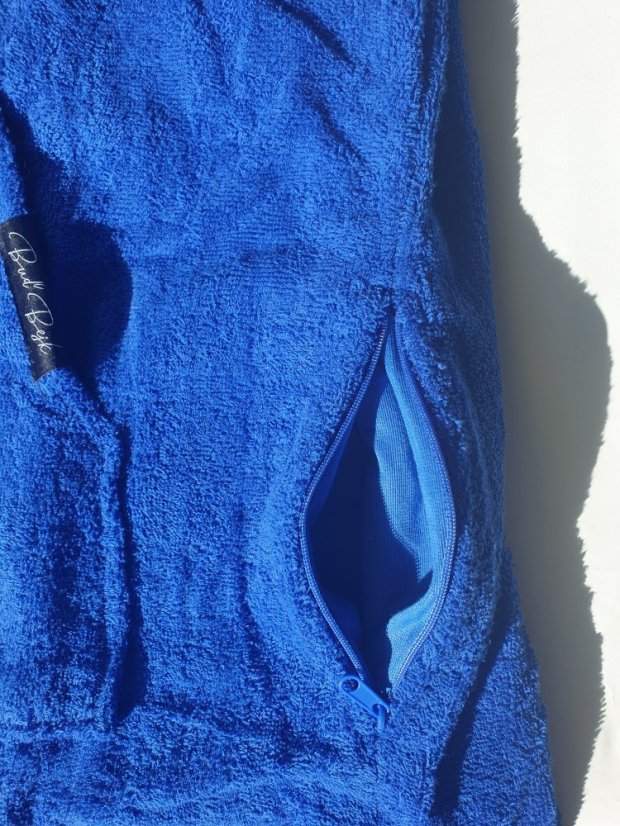 Surf Pončo BejkRoll královská modrá - kapsa na zip pro cennosti