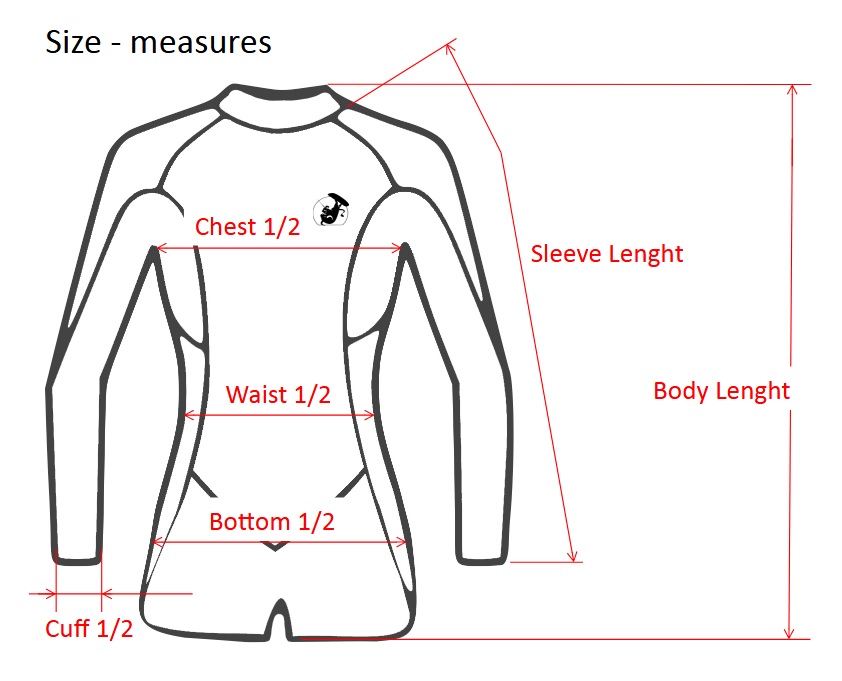 BejkRoll wetsuits - size measures