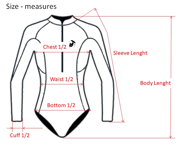 BejkRoll wetsuits - size measures