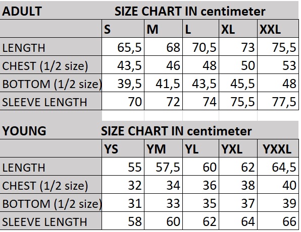 Lycra Size Chart – L.O.M